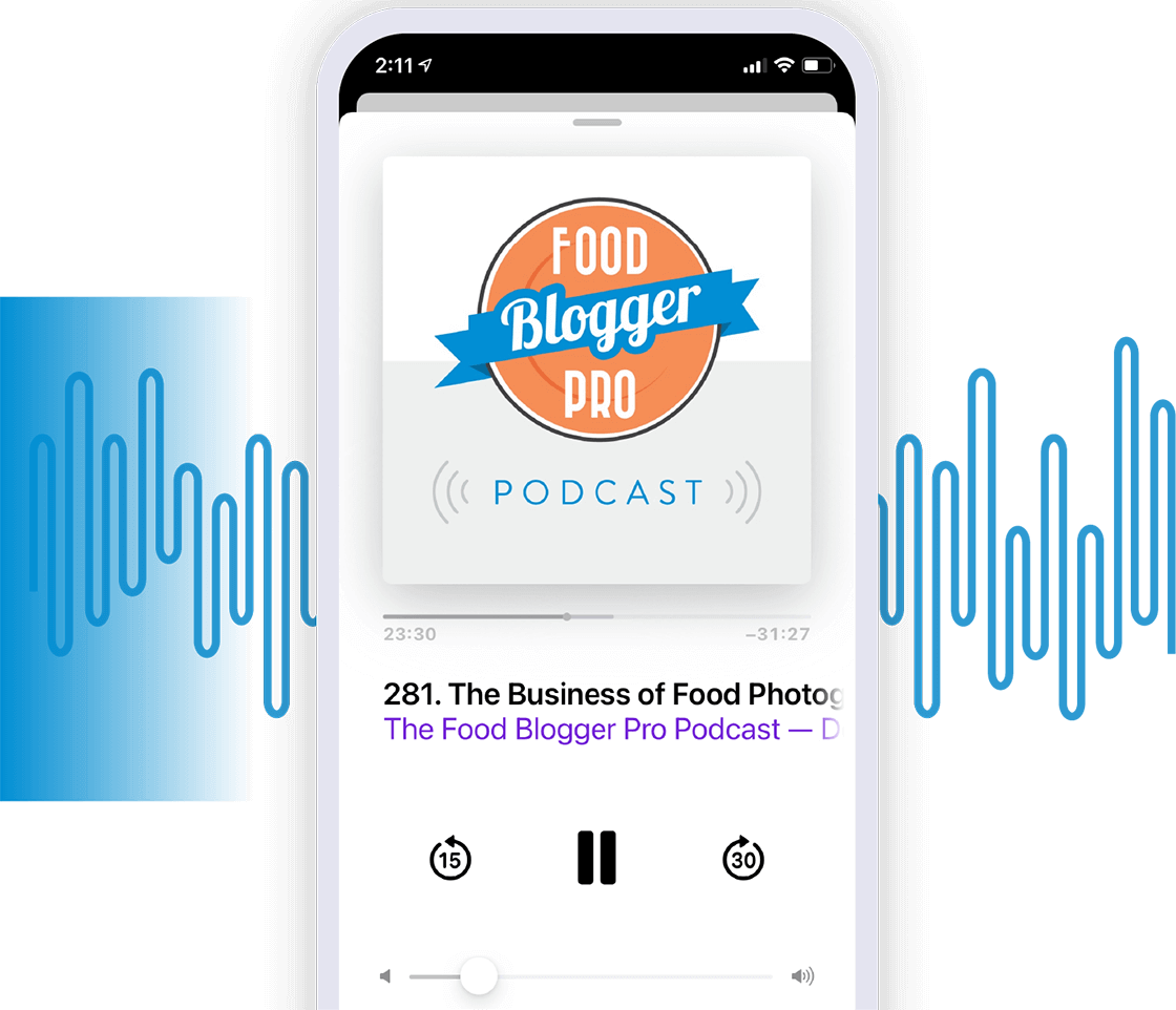 Food Blogger Pro podcast on phone