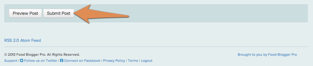 Screenshot of the Food Blogger Pro forum with 'Submit post' highlighted