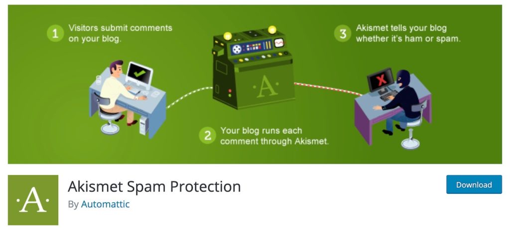 the wordpress plugin repository image for the Akismet plugin