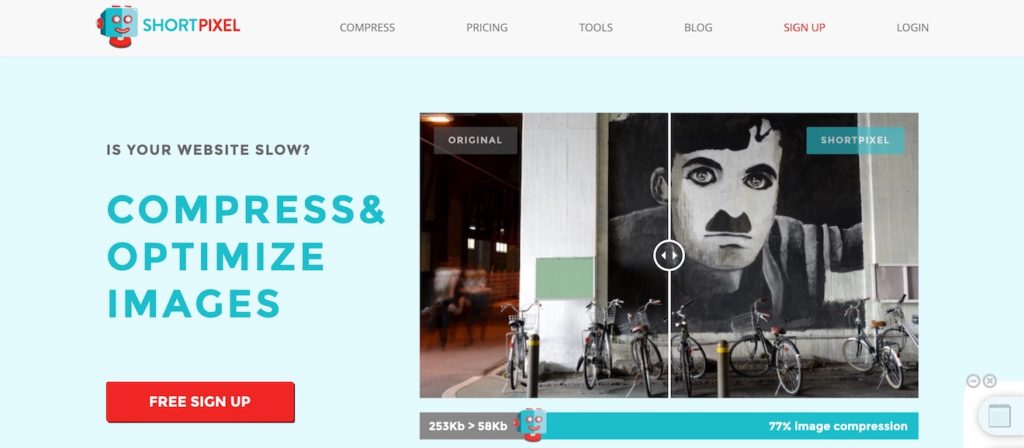 a screenshot of the ShortPixel homepage