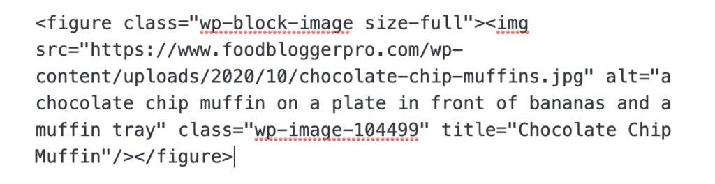 HTML version of an image in an image block on WordPress