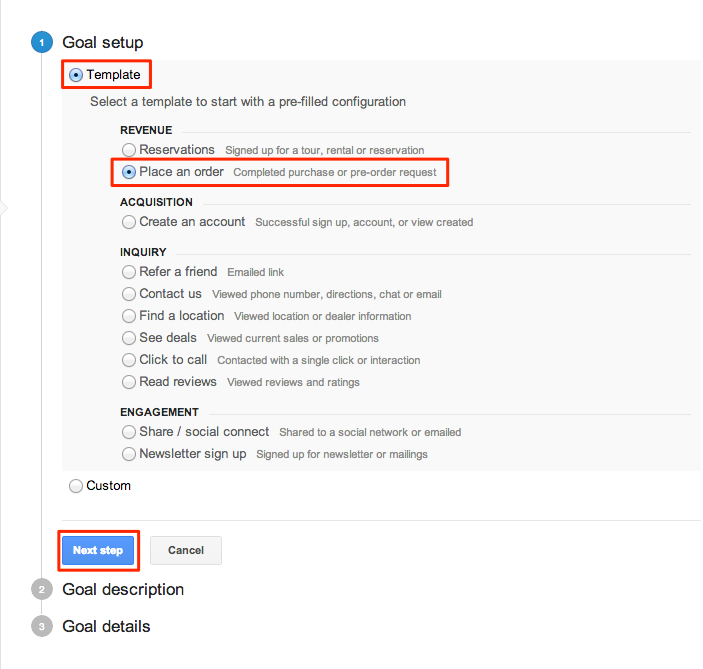 Goal Setup in Google Analytics