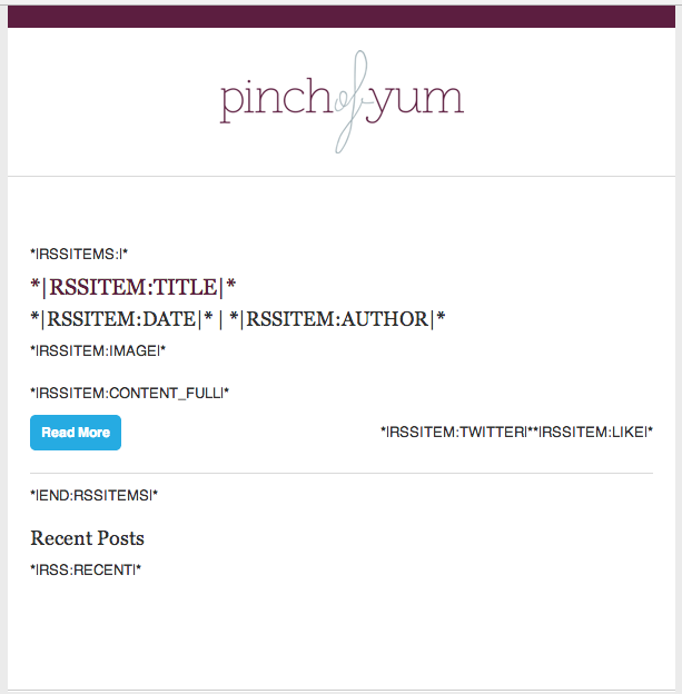 Pinch of Yum MailChimp Email Template
