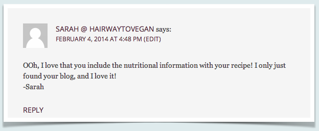 Nutritional Label Feedback from Sarah