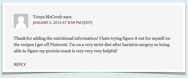Nutrition Facts Label Comment from Tonya