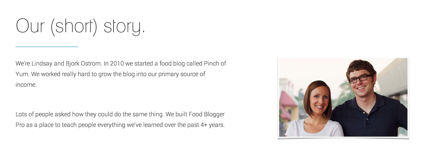 Our short story section on foodbloggerpro.com home page