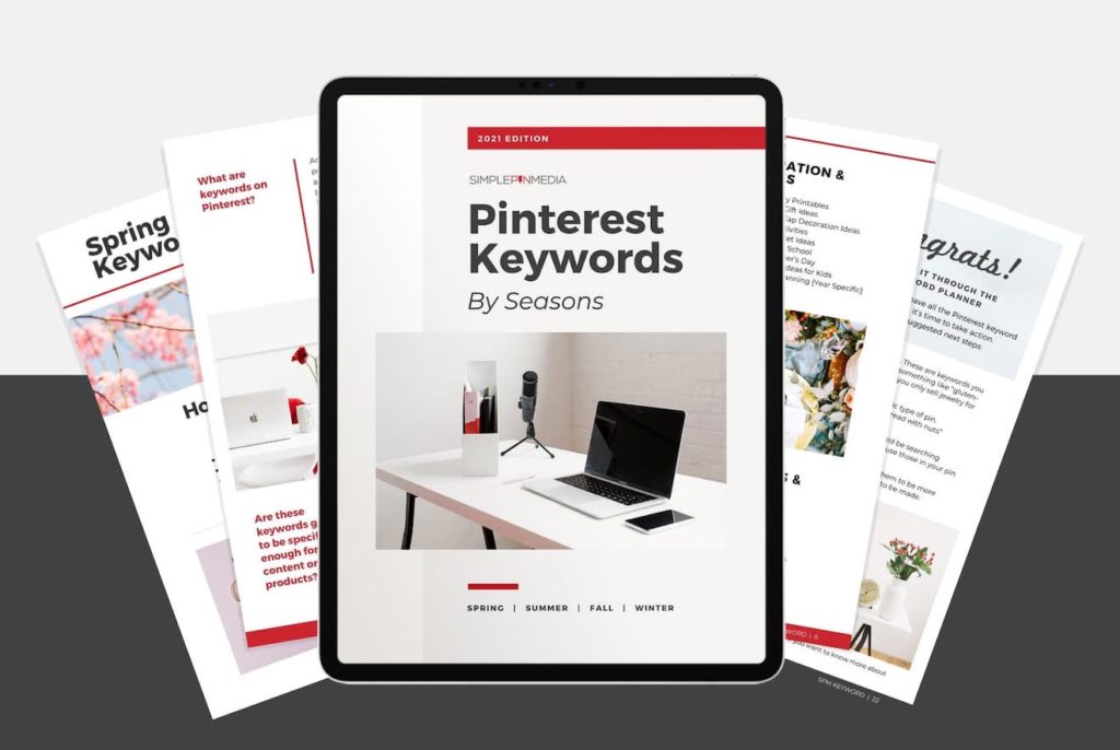 screenshots of Simple Pin Media's Pinterest Keyword Planning Guide