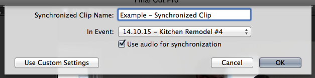 Naming a Synchronized Clip