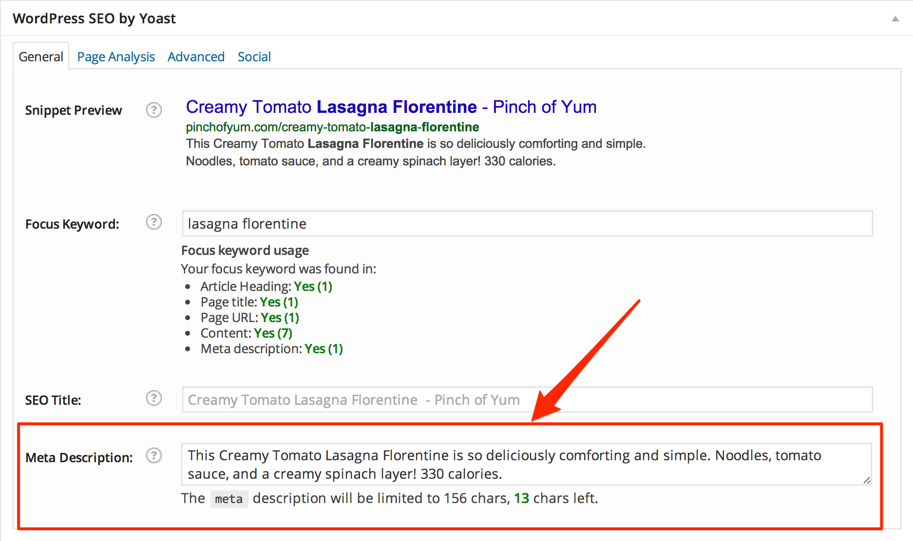 Yoast SEO meta description option on WordPress