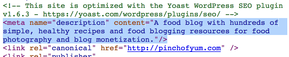 Meta description HTML code