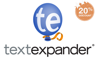 TextExpander icon that reads '20% Discount'