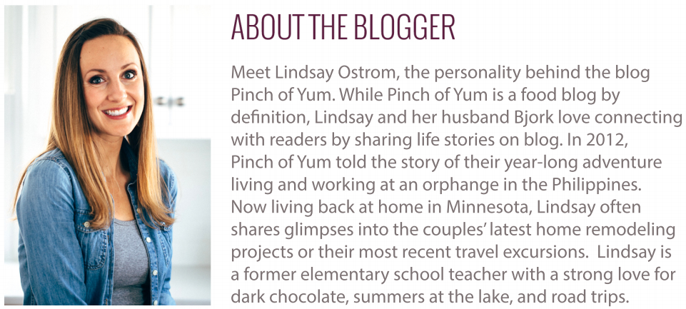 Photo of Lindsay Ostrom with bio that is titled 'About the Blogger'