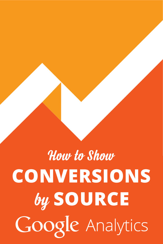 Orange graphic that reads 'How to Show Conversions by Source - Google Analytics'