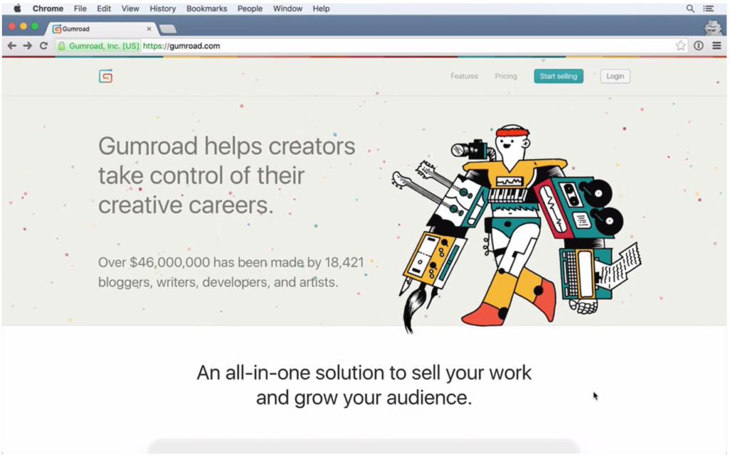 Screenshot of the Gumroad website