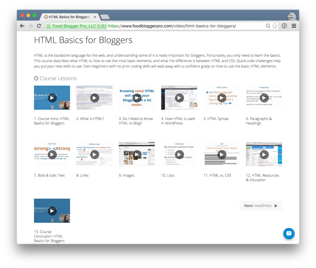 Food Blogger Pro HTML Basics for Bloggers