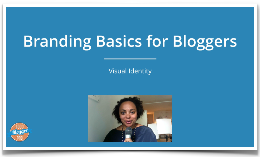 A photo of Jasmine Lukuku on a blue background with the title of this Food Blogger Pro course, 'Branding Basics for Bloggers'