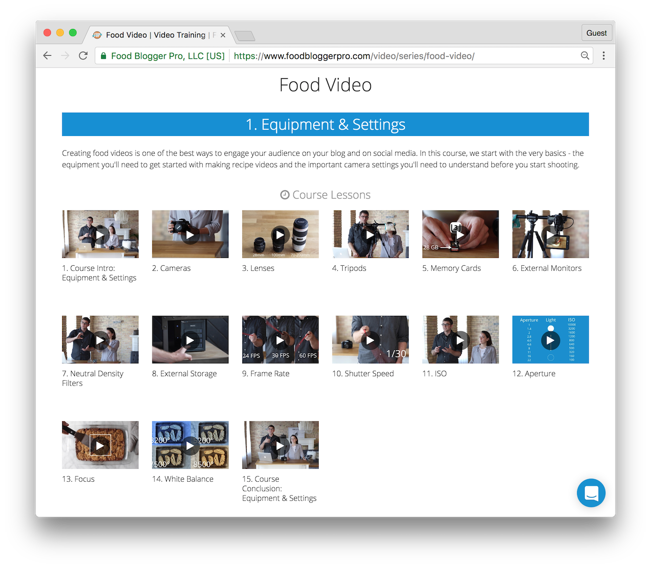 Food Blogger Pro Equipment and Settings Course