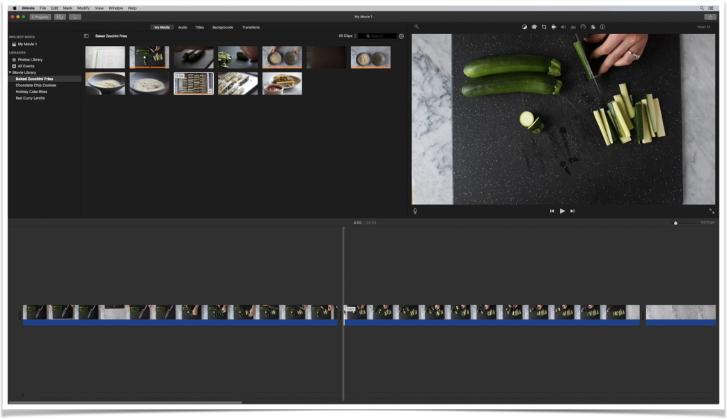 Screenshot of a video being edited in iMovie