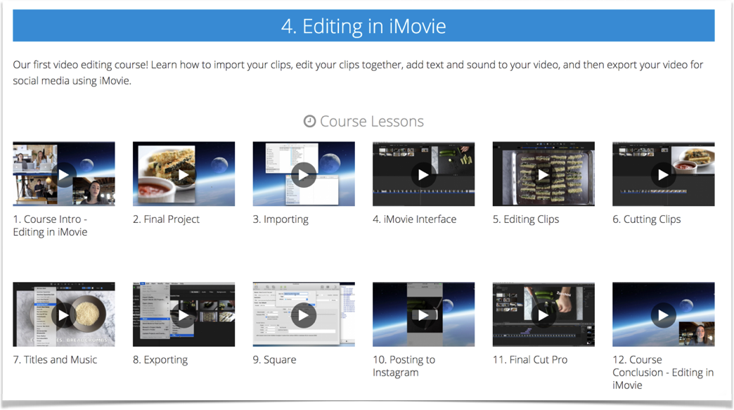 Editing in iMovie course on Food Blogger Pro