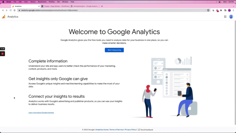Website that says 'Welcome to Google Analytics'