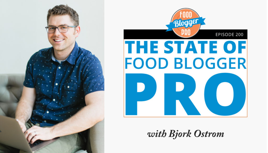 An image of Bjork Ostrom and the title of his episode on the Food Blogger Pro Podcast, 'The State of Food Blogger Pro.'