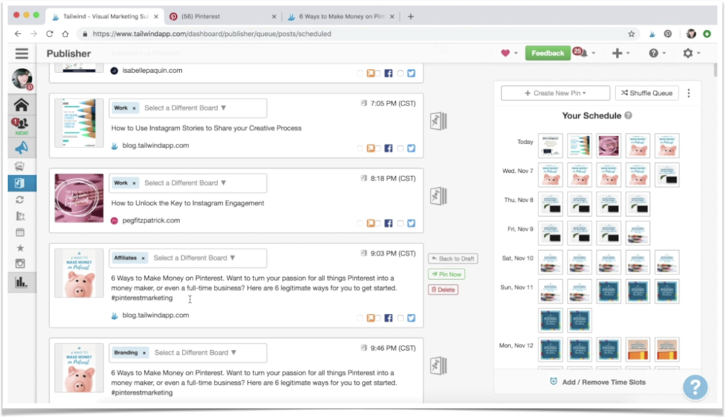 tailwind dashboard and pin scheduler