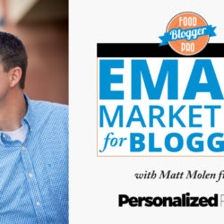 An image of Matt Molen and the title of his episode on the Food Blogger Pro Podcast, 'Email Marketing for Bloggers.'