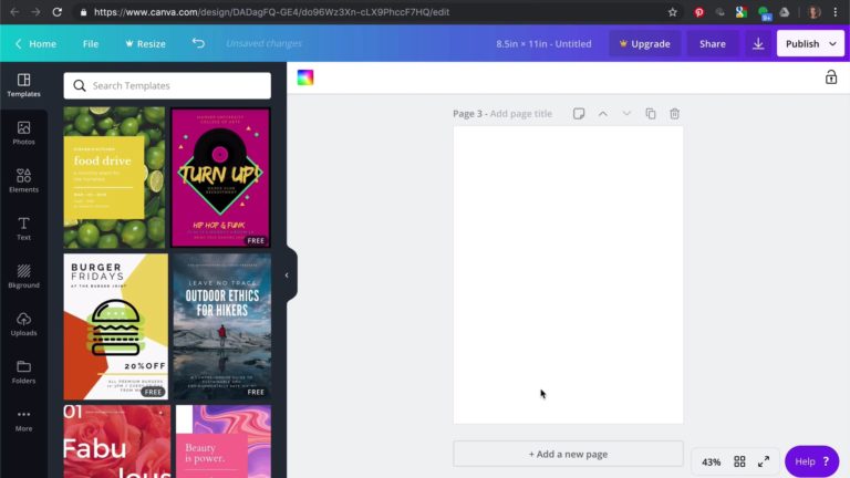 A screenshot of the design area within Canva