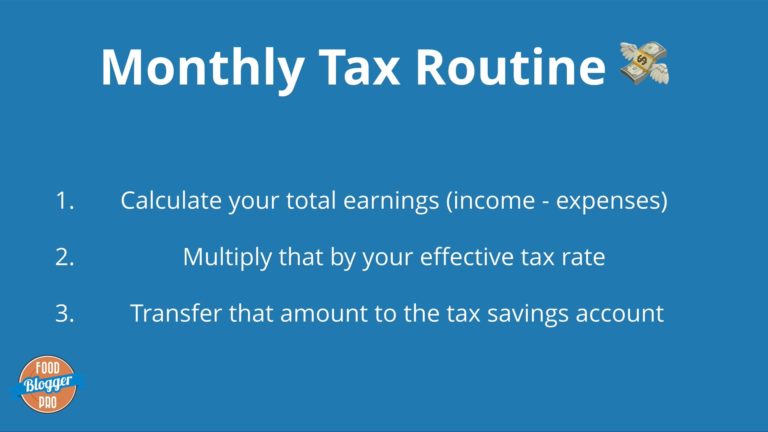 blue slide with Monthly Tax routine and bullet points on it
