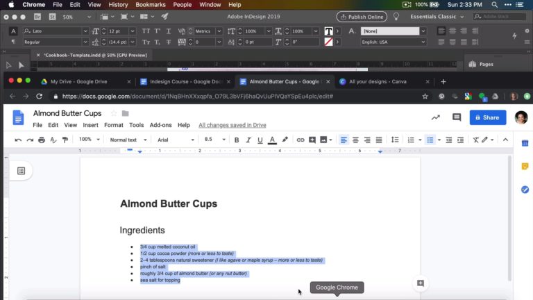 Designing a basic recipe template in Adobe InDesign as part of Food Blogger Pro's Designing Your eBook course