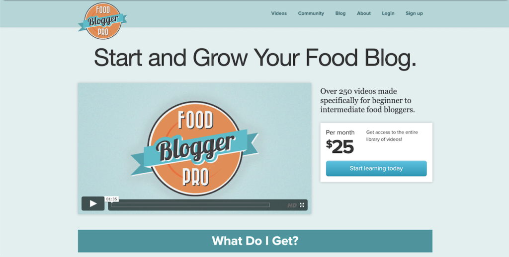 Food Blogger Pro homepage from 2013