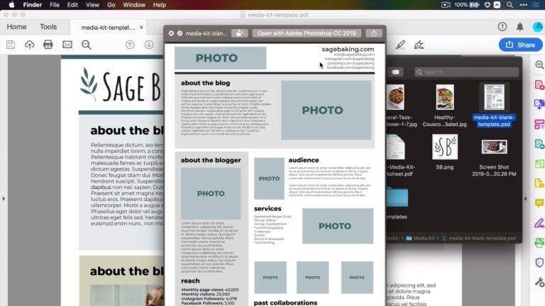 Sage Baking media kit using Photoshop