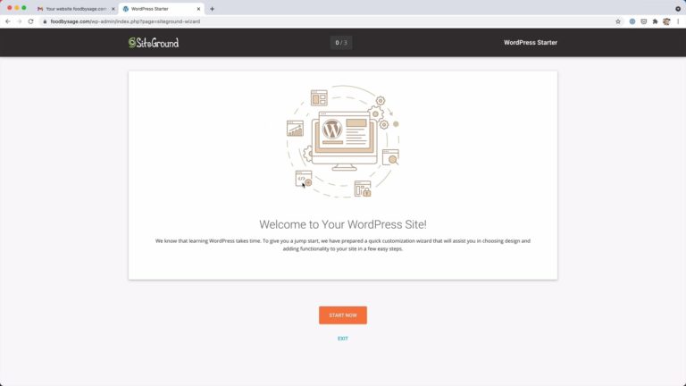 Screenshot of WordPress set up on SiteGround account dashboard