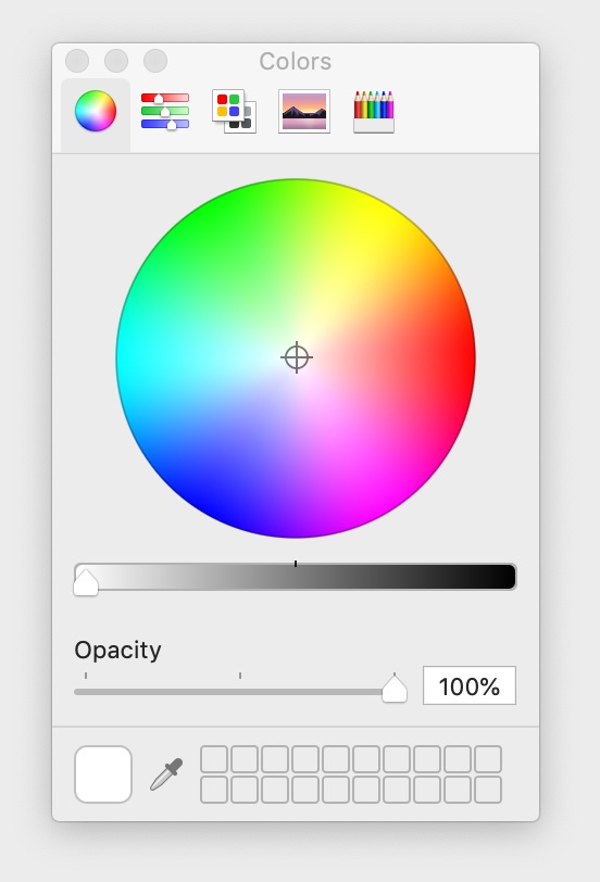 Screenshot of the color wheel on a computer