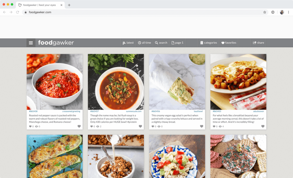 a screenshot of the Foodgawker homepage