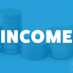An image of coins and the title of the 240th episode on the Food Blogger Pro Podcast, 'Income.'