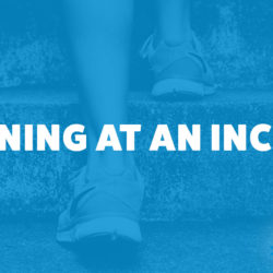 An image of a runner running up some stairs and the title of the 248th episode on the Food Blogger Pro Podcast, 'Running at an Incline.'