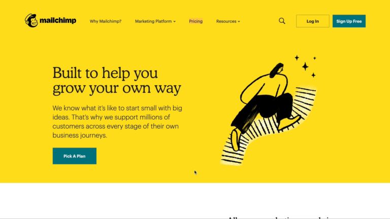 Mailchimp home page for Mailchimp course on Food Blogger Pro