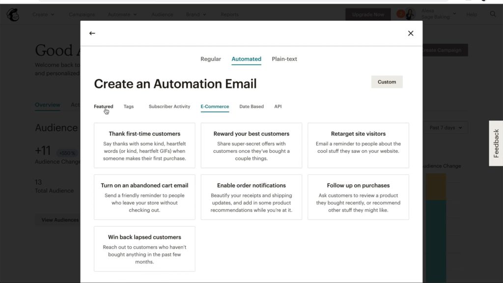 Setting up Mailchimp email automation as part of Food Blogger Pro's Mailchimp course