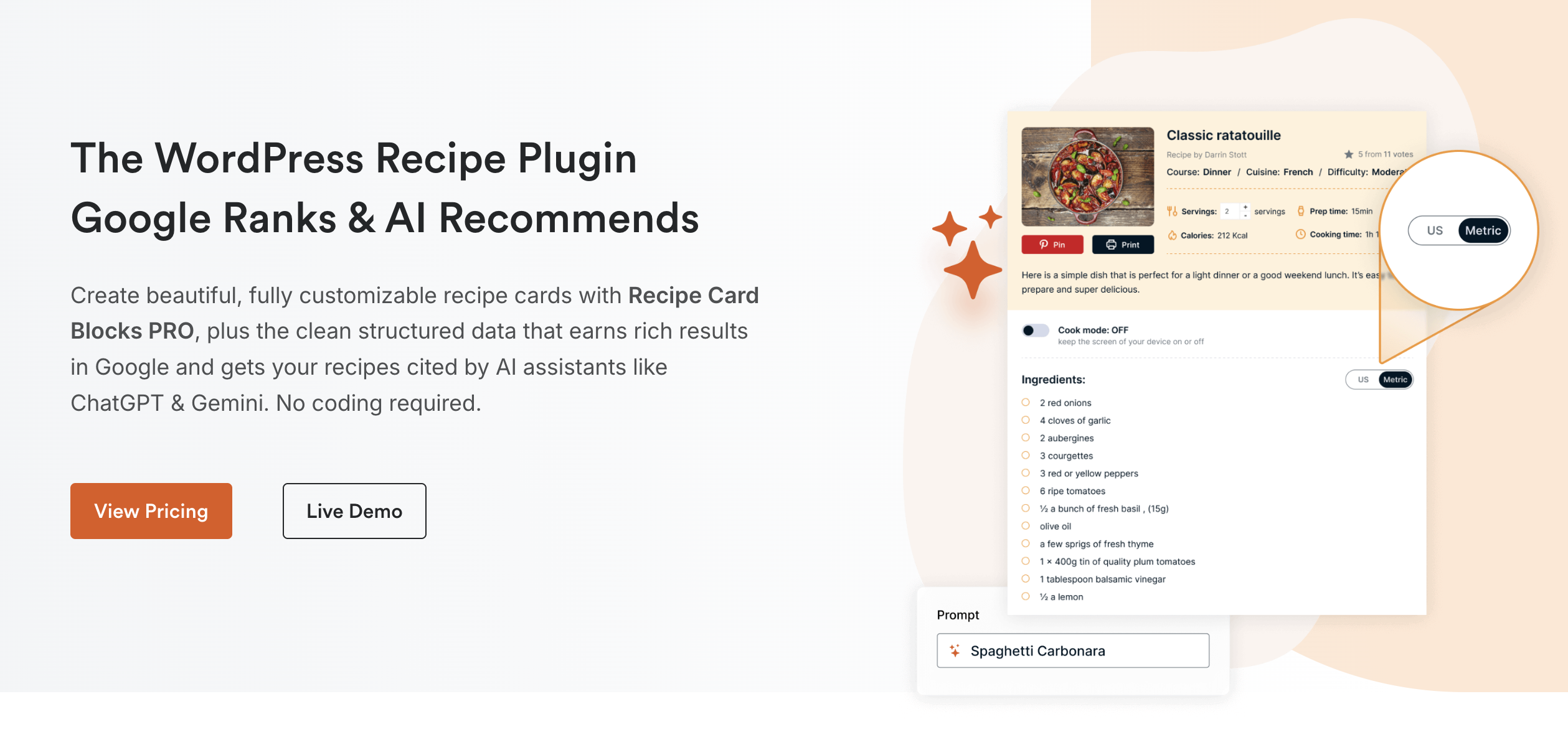 A screenshot of the Recipe Card Blocks promo banner