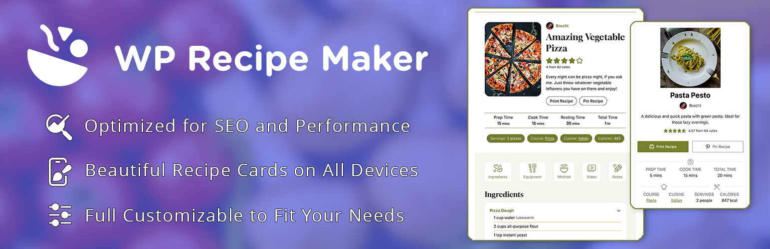 A screenshot of the WP Recipe Maker promo banner
