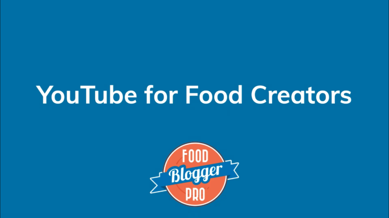 Blue slide with Food Blogger Pro logo that reads 'YouTube for Food Creators'