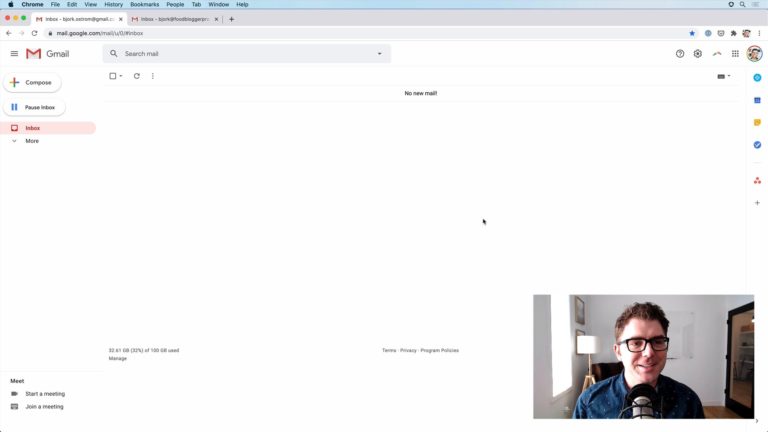 Bjork explaining the difference between G Suite and Gmail as part of the Food Blogger Pro GSuite course