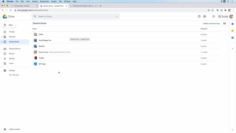 Tour of how Google Drive works as part of the G Suite course on Food Blogger Pro