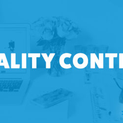 An image of a computer on a desk and the title of Sally McKenney's episode on the Food Blogger Pro Podcast, 'Quality Content.'