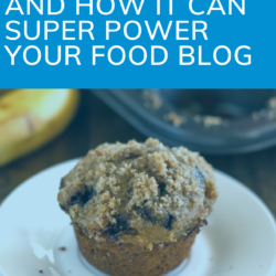 a muffin on a plate and the title of this blog article ' The Img Tag and how It Can Super Power Your Food Blog'