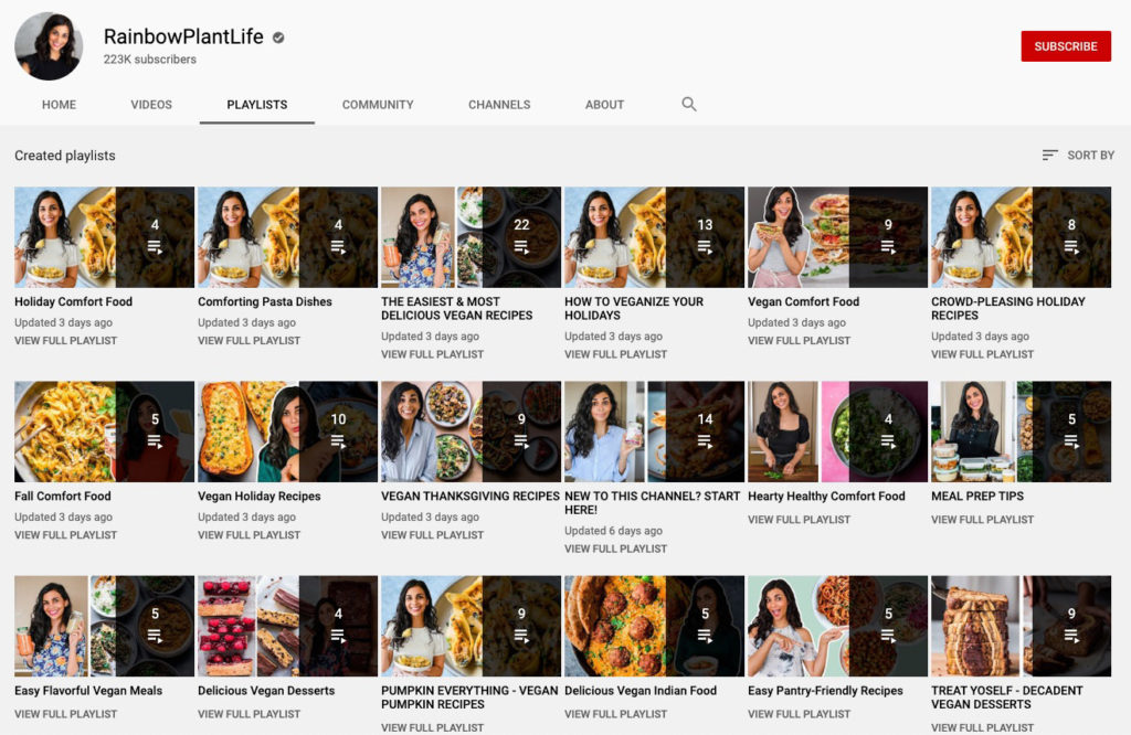 Screenshot of RainbowPlantLife Youtube channels's playlists