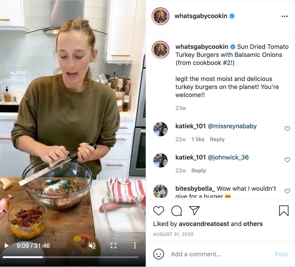 Screenshot of Instagram Live with What's Gaby Cooking