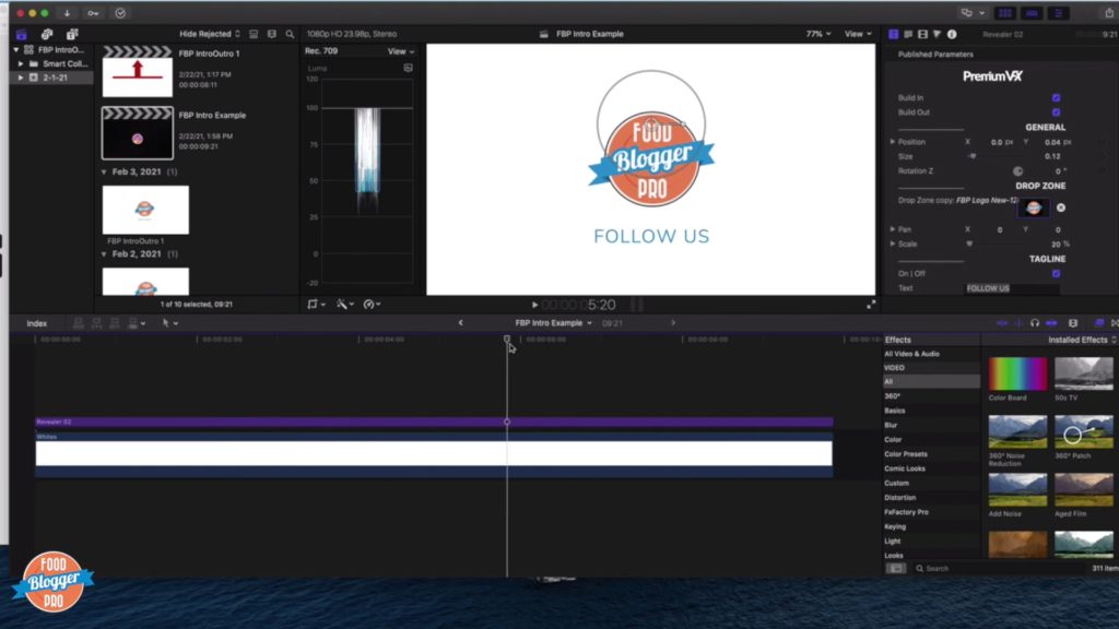 Screenshot of making an animation in Final Cut Pro