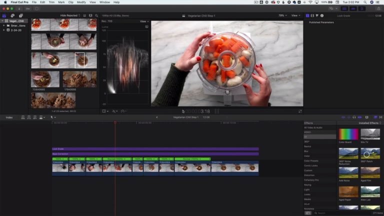 Screenshot of a step-by-step recipe video being made in Final Cut Pro